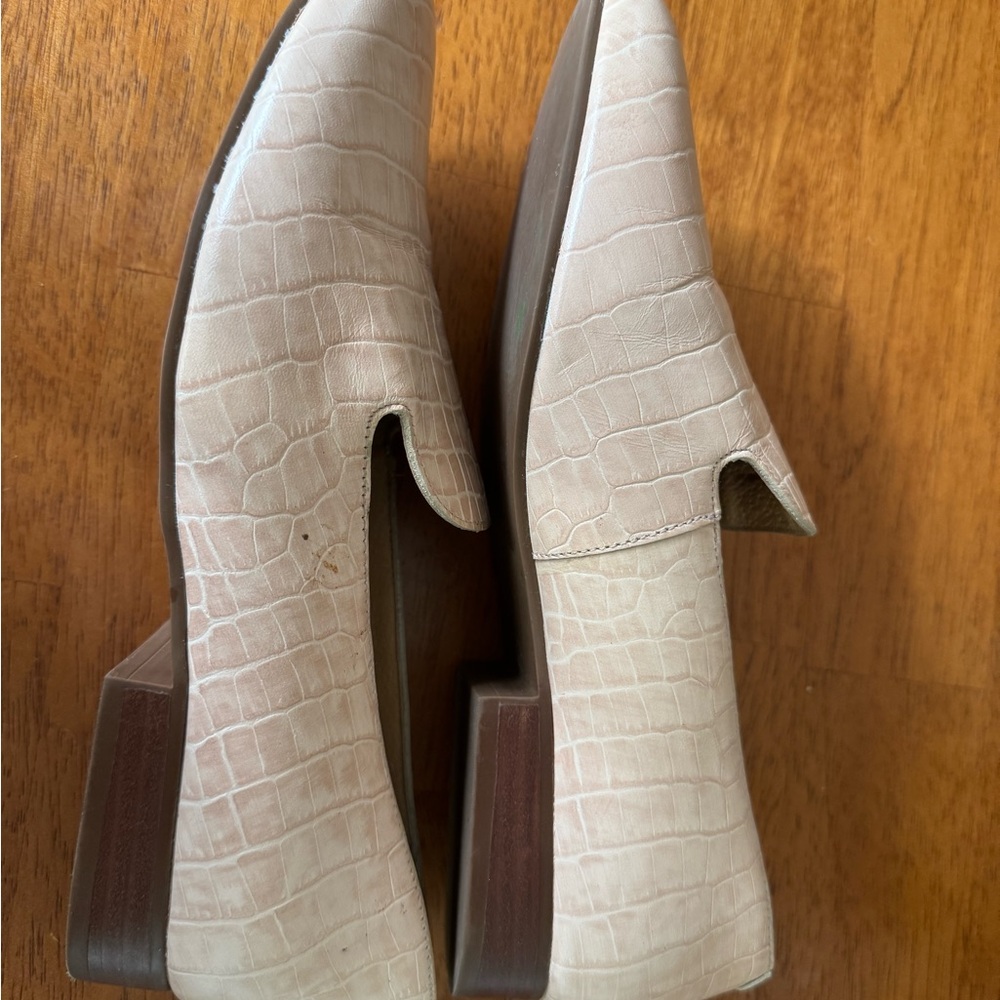 Jack Rogers Beige Croc-Embossed Loafers - Picture 2 of 5